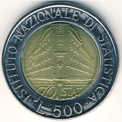 Italy, 500 lire, 1996
