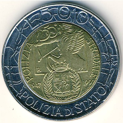 Italy, 500 lire, 1997