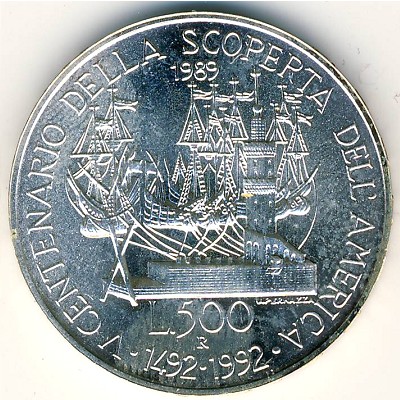 Italy, 500 lire, 1989