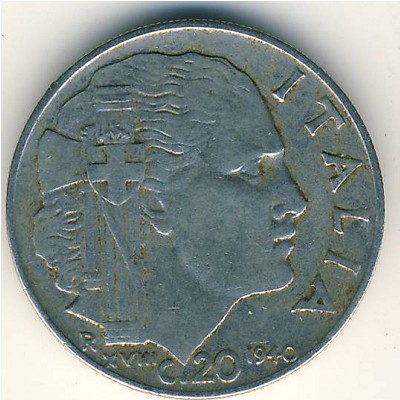 Italy, 20 centesimi, 1939–1940