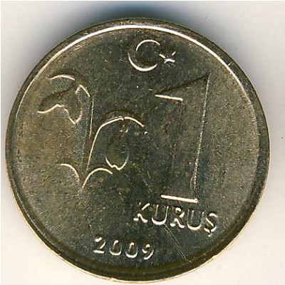 Turkey, 1 kurus, 2009–2020