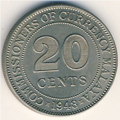 Malaya, 20 cents, 1948–1950