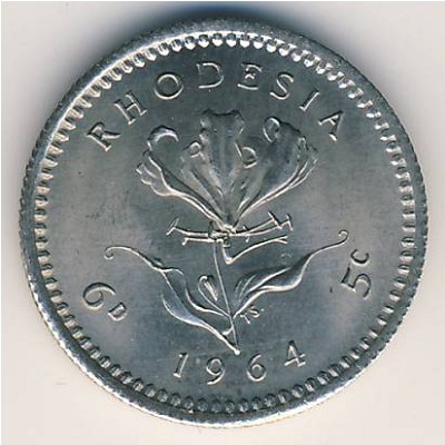 Rhodesia, 6 pence-5 cents, 1964