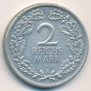 Weimar Republic, 2 reichsmark, 1925–1931