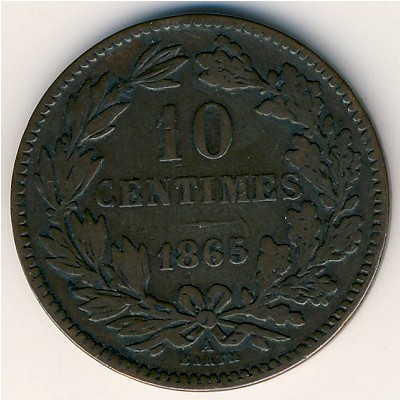 Luxemburg, 10 centimes, 1855–1865