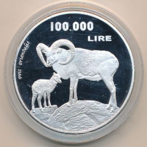 Остров Таволара., 100000 лир (2017 г.)