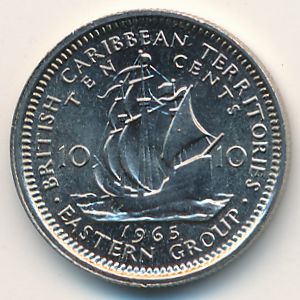 Восточные Карибы, 10 центов (1955–1965 г.)