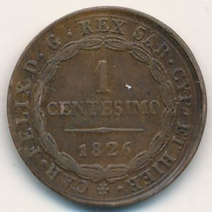 Sardinia, 1 centesimo, 1826