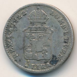 Ломбардия-Венеция, 1/4 лиры (1822–1824 г.)