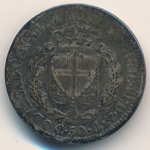 Sardinia, 50 centesimi, 1826–1829