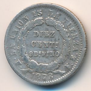 Bolivia, 10 centavos, 1872–1875