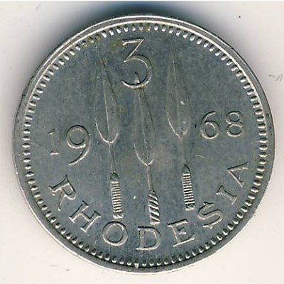 Rhodesia, 3 pence-2 1/2, 1968