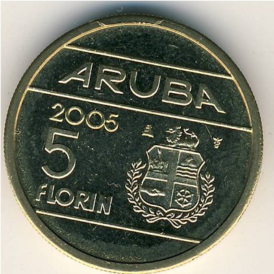 Аруба, 5 флоринов (2005–2010 г.)