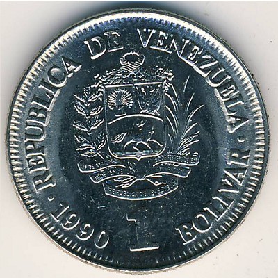 Venezuela, 1 bolivar, 1989–1990