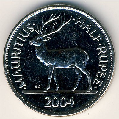 Mauritius, 1/2 rupee, 1987–2016