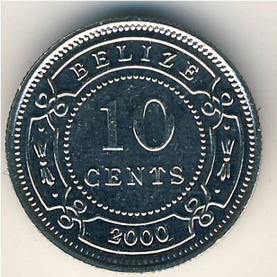 Белиз, 10 центов (1974–2000 г.)