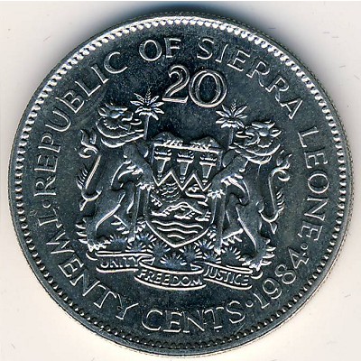 Sierra Leone, 20 cents, 1978–1984
