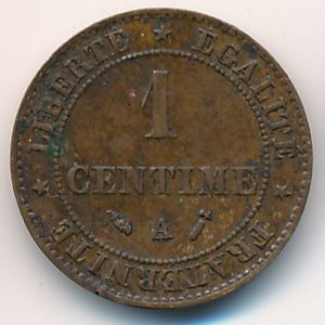 France, 1 centime, 1872–1897