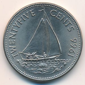 Bahamas, 25 cents, 1966–1970