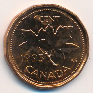 Canada, 1 cent, 1990–1996