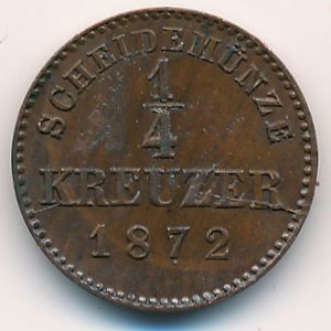 Wurttemberg, 1/4 kreuzer, 1865–1872