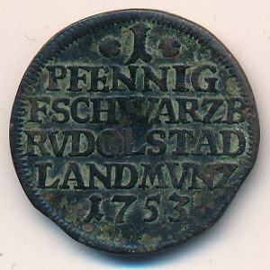 Schwarzburg-Rudolstadt, 1 pfennig, 1752–1753
