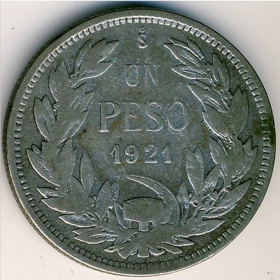 Chile, 1 peso, 1921–1922