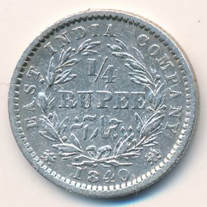 Британская Индия, 1/4 рупии (1840 г.)