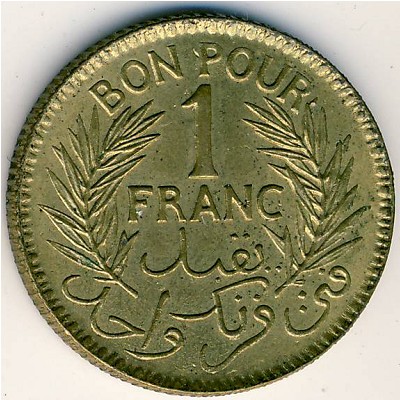 Tunis, 1 franc, 1921–1945
