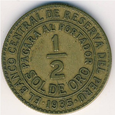 Peru, 1/2 sol, 1935–1941