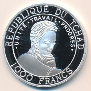 Chad, 1000 francs, 1999