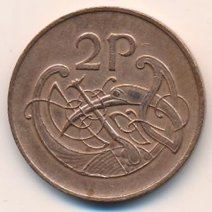 Ireland, 2 pence, 1971–1988