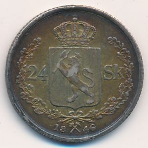 Норвегия, 24 скиллинга (1845–1848 г.)