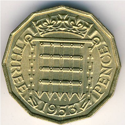 Great Britain, 3 pence, 1953