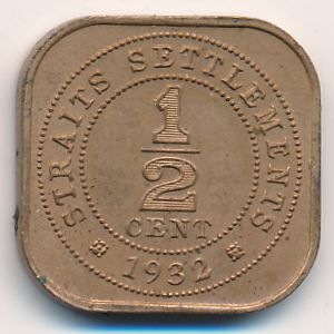 Straits Settlements, 1/2 cent, 1932