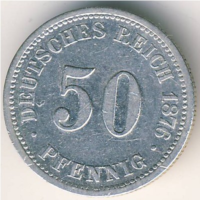 Germany, 50 pfennig, 1875–1877