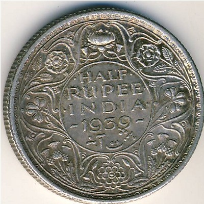 British West Indies, 1/2 rupee, 1939