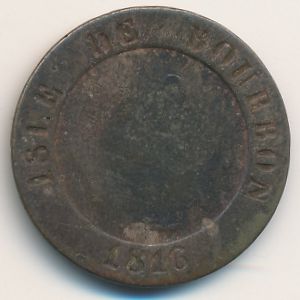 Island Bourbon, 10 centimes, 1816