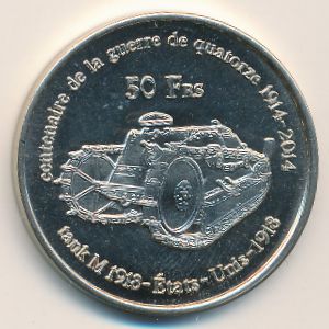 Остров Жуан-ди-Нова., 50 франков (2014 г.)