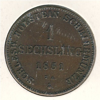 Schleswig-Holstein, 1 sechsling, 1850–1851