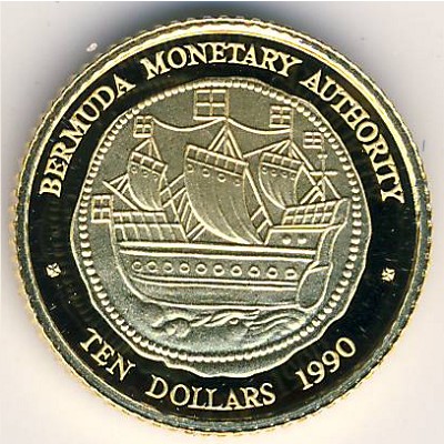 Bermuda Islands, 10 dollars, 1990