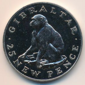 Gibraltar, 25 new pence, 1971