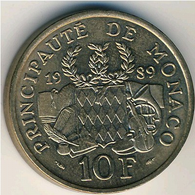 Monaco, 10 francs, 1989