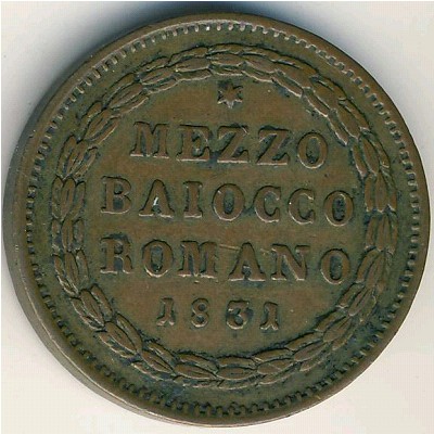 Papal States, 1/2 baiocco, 1831–1834