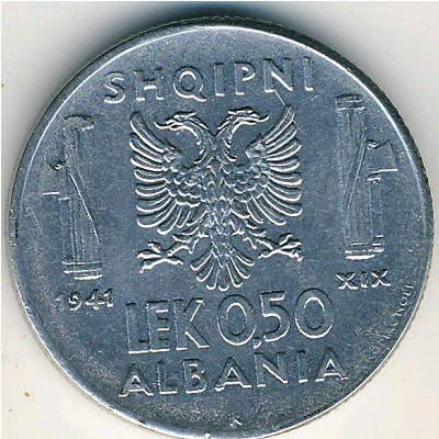 Albania, 0.5 lek, 1939–1941