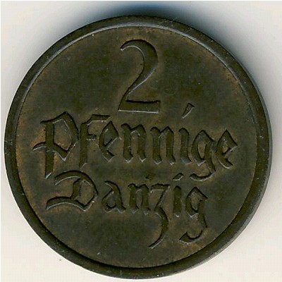 Danzig, 2 pfennig, 1923–1937