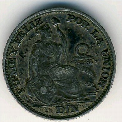Peru, 1/2 dinero, 1890–1892