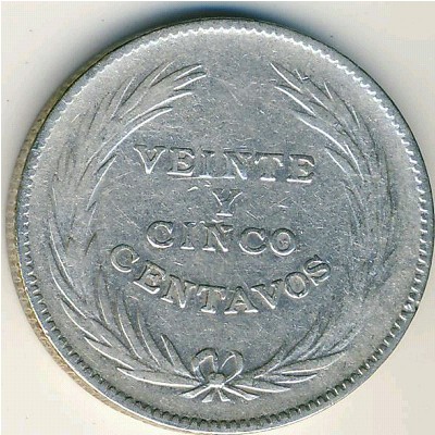 El Salvador, 25 centavos, 1911