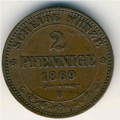 Saxony, 2 pfennig, 1862–1873