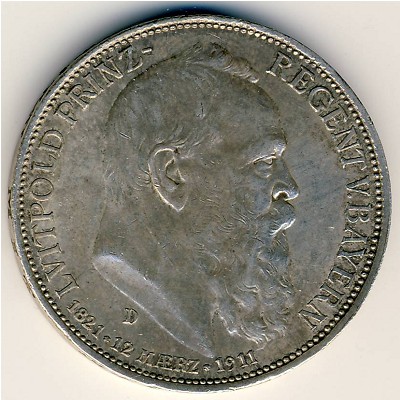 Bavaria, 3 mark, 1911